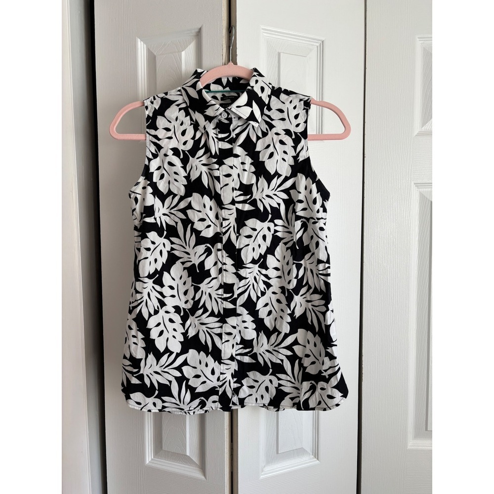 Talbots Black & White Wrinkle-Resistant Sleeveless Top – Size 2 - Picture 2 of 6